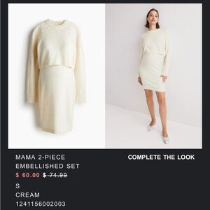 Maternity Cream Embellished 2-Piece Set